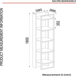 Bücherregal Kelvin mit Metallfüße Braun - Holzwerkstoff - 64 x 180 x 35 cm