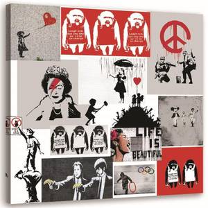 Wandbilder Banksy Collage Straßenkunst 60 x 60 cm