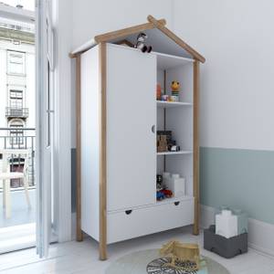 Kleiderschrank 12020003 Weiß - Massivholz - 112 x 187 x 51 cm