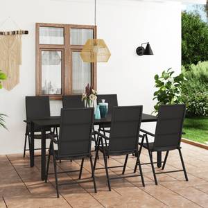 Garten-Essgruppe (7-teilig) 3014663-2 Schwarz - Metall - 90 x 74 x 190 cm