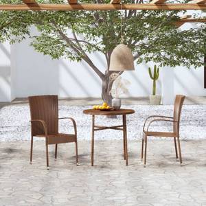 Garten-Essgruppe (3-teilig) 3013183 Braun - Kunststoff - Polyrattan - 45 x 45 x 45 cm