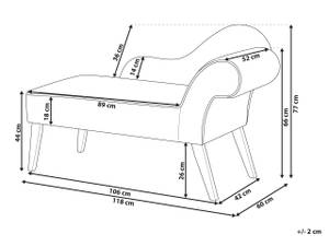 Chaise longue BIARRITZ Noir - Rose foncé - Accoudoir monté à gauche (vu de face) - Angle à droite (vu de face)
