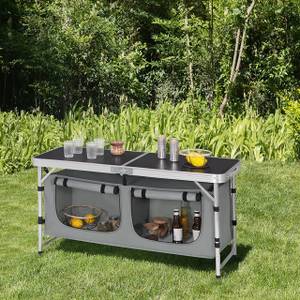 Campingtisch Gisela Schwarz - Holzwerkstoff - Metall - 120 x 70 x 47 cm