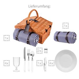 24-tlg. Picknickkorb Sylt Beige - Naturfaser - 30 x 40 x 45 cm