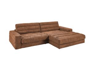 Ecksofa LANA Sofa Cord Recamiere Braun - Ecke davorstehend rechts