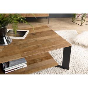 Table basse avec tablette en teck Marron - Bois massif - 70 x 35 x 120 cm