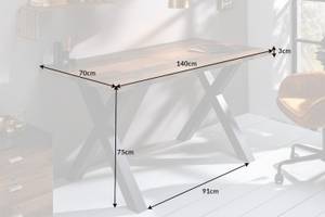 Schreibtisch MONTREAL Braun - Holzwerkstoff - Massivholz - 140 x 75 x 70 cm