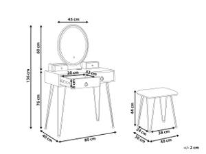 Schminktisch SOYE 2-tlg Schwarz - Weiß - Holzwerkstoff - 80 x 136 x 40 cm