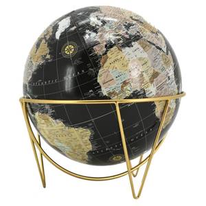 Globus aus schwarzem Harz und goldfarben Kunststoff - 22 x 24 x 22 cm