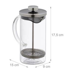 Kaffeebereiter 600 ml Schwarz - Silber - Glas - Metall - 15 x 18 x 9 cm