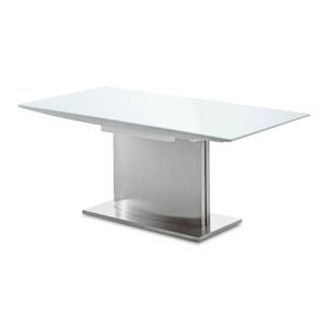 Table colonne Eliho Blanc brillant - Avec rallonge