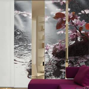Flächenvorhang Blütenregen (3er-Set) Grau - Textil - 180 x 260 cm
