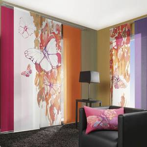 Flächenvorhang Butterfly (3er-Set) Multicolor - Textil - 180 x 260 cm