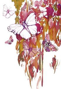 Flächenvorhang Butterfly (3er-Set) Multicolor - Textil - 180 x 260 cm