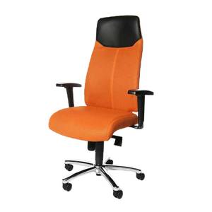 Chefsessel High Sit up Webstoff / Echtleder - Orange / Schwarz