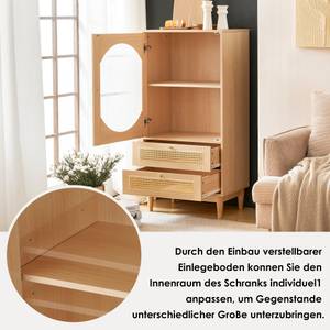 Highboard WoodyRattan Ⅳ- Beige - Holzwerkstoff - Kunststoff - 60 x 120 x 40 cm