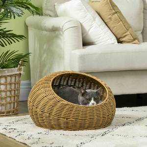 Rattan Katzenkorb D30-798V00LR Braun - Kunststoff - 50 x 31 x 50 cm