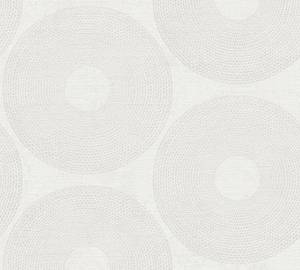 Papier peint Cercles Blanc Gris Gris - Blanc