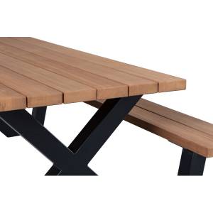 TABLO - Table de Picnic moderne Marron - Bois manufacturé - Métal - 206 x 75 x 145 cm