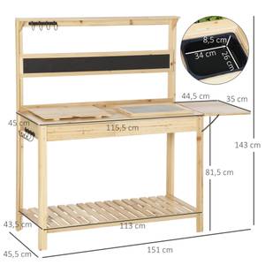 Pflanztisch 845-628 Braun - Massivholz - 46 x 143 x 151 cm