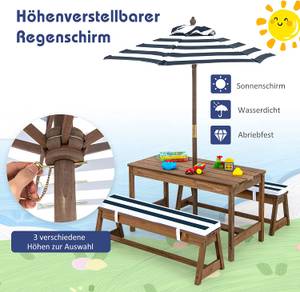 Kindersitzgruppe mit Kissen+Sonnenschirm Blau - Massivholz - 44 x 50 x 89 cm