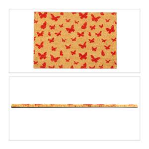 Fußmatte Kokos Schmetterlinge Beige - Rot - Naturfaser - Kunststoff - 60 x 2 x 40 cm