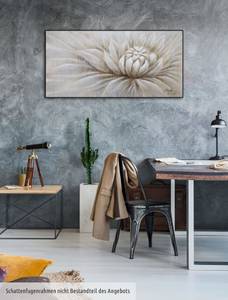 Acrylbild handgemalt Expanding Beige - Massivholz - Textil - 120 x 60 x 4 cm
