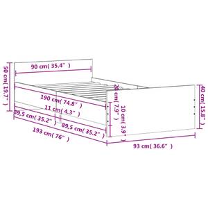 Bettgestell M675882 Schwarz - 93 x 193 cm