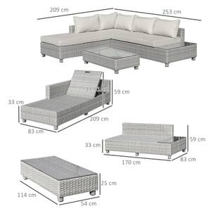 Gartensofa-Set (3-tlg.) 860-179 Grau - Polyrattan - 83 x 59 x 209 cm