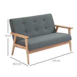 Doppelsofa mit Holzgestell 833-913V02 Grau - Massivholz - 67 x 73 x 115 cm