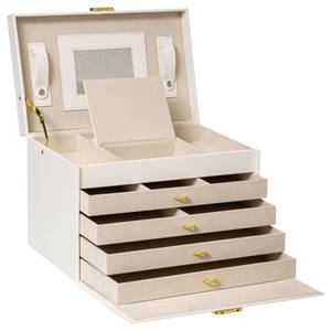 Schmuckkasten mit Schubladen und Spiegel Weiß - Holzwerkstoff - 20 x 21 x 30 cm