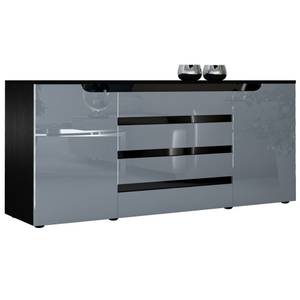 Sideboard Sylt V2 Schwarz - Hochglanz Grau