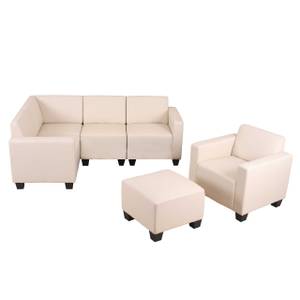 Modular Sofa-System Lyon 4-1-1 (6-tlg.) Weiß - Massivholz - Kunstleder - 197 x 76 x 280 cm