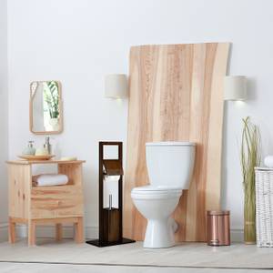 relaxdays Ensemble d'accessoires de toilette sur pied bambou - porte-rouleau  de papier