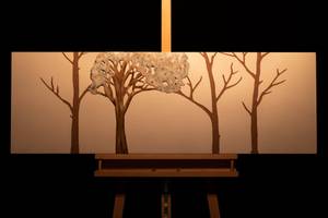 Tableau en bois Eternal Spring Marron - En partie en bois massif - 120 x 40 x 4 cm