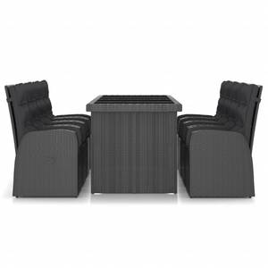 Garten-Essgruppe (9-teilig) 3012970-5 Schwarz - Metall - Kunststoff - Polyrattan - 90 x 74 x 240 cm