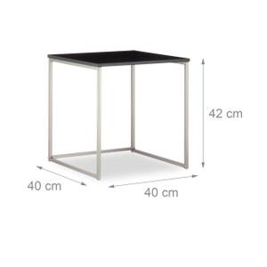 Tables basses gigognes lot de 3 Noir - Argenté - Bois manufacturé - Métal - 40 x 42 x 40 cm