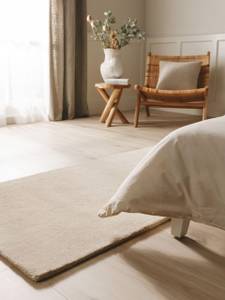 Tapis de couloir en laine Bent Blanc crème - 70 x 200 cm