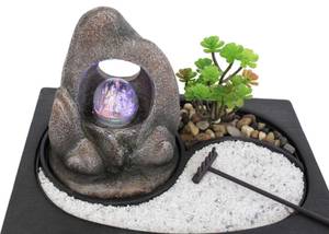 Led Zimmerbrunnen ZenGarden Rock Grau - Kunststoff - 29 x 22 x 21 cm