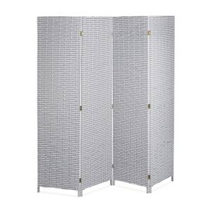 Paravent Raumteiler 4-teilig Grau - Weiß - Kunststoff - 180 x 180 x 2 cm