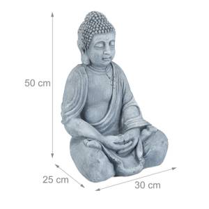 Buddha Figur 50 cm Grau - Kunststoff - Stein - 30 x 50 x 25 cm