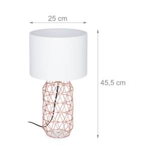Tischlampe Gitter Weiß - Metall - Textil - 25 x 46 x 25 cm