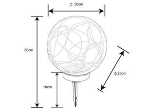 2er Set Solarkugeln Garten, Ø 20cm 20 x 30 x 20 cm