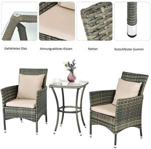 3 tlg. Polyrattan Gartenmöbel Braun - Rattan - 62 x 84 x 61 cm