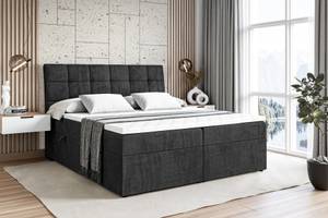 Boxspringbett mit Topper APO Schwarz - Breite: 160 cm - H4