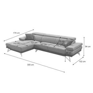 Sofa H92 Braun - Textil - 300 x 94 x 174 cm