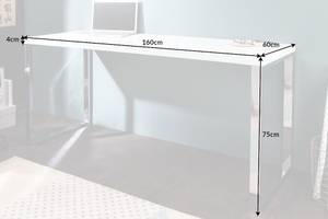 Schreibtisch WHITE DESK Weiß - Holzwerkstoff - Metall - Massivholz - 160 x 75 x 60 cm