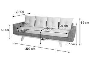 Sofa M32 Weiß - Rattan - Massivholz - 209 x 85 x 78 cm