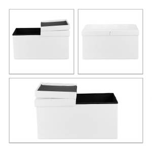 Kunstleder Sitzbank klappbarer Deckel Weiß - Holzwerkstoff - Kunststoff - 75 x 39 x 37 cm