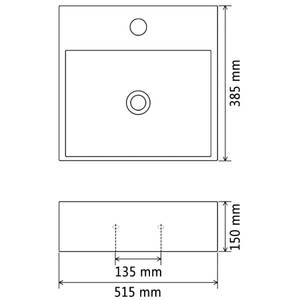 Waschbecken AW706 Schwarz - Porzellan - 39 x 1 x 52 cm